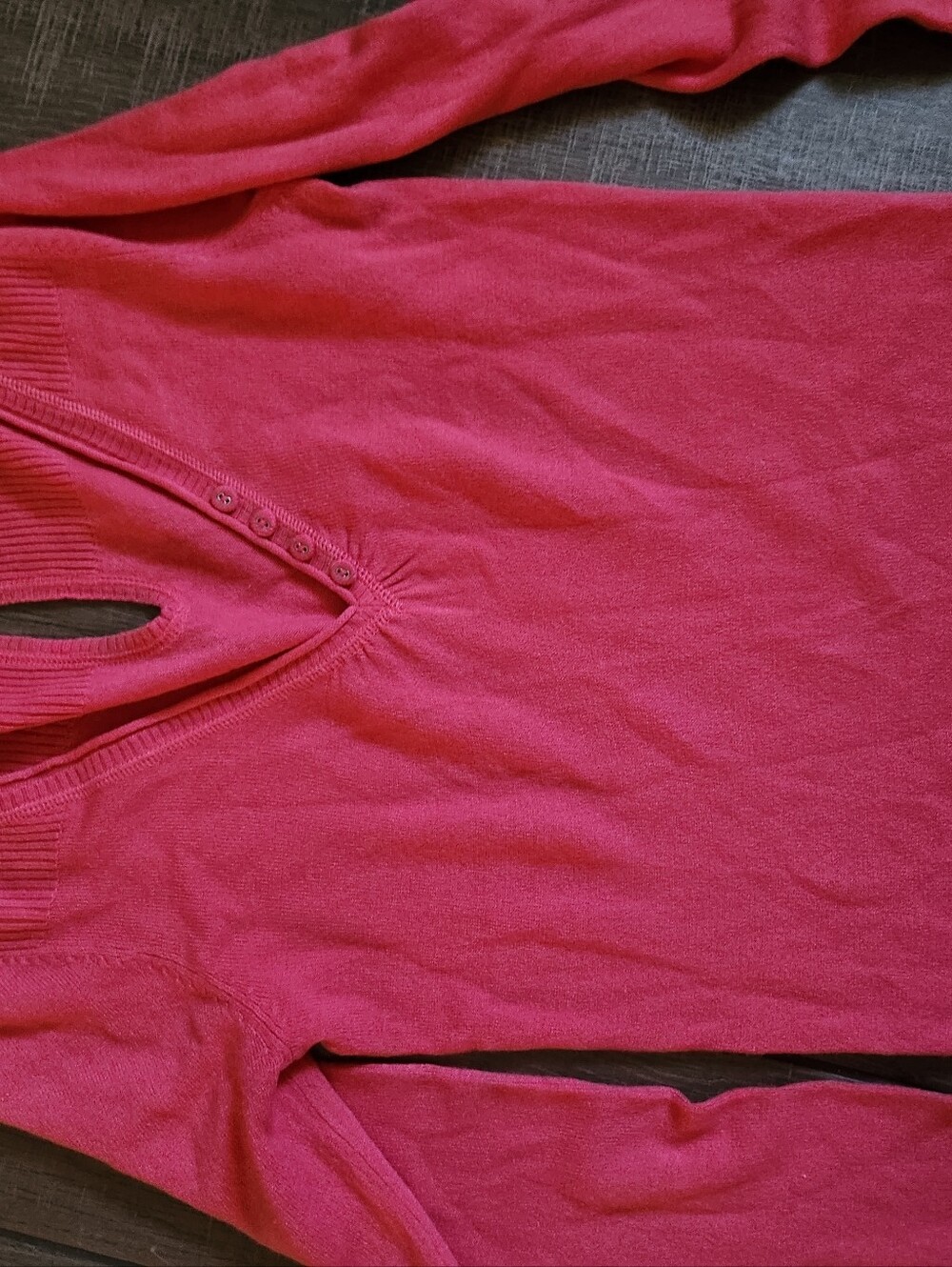Women's Fuchsia V-Neck Button Sweater